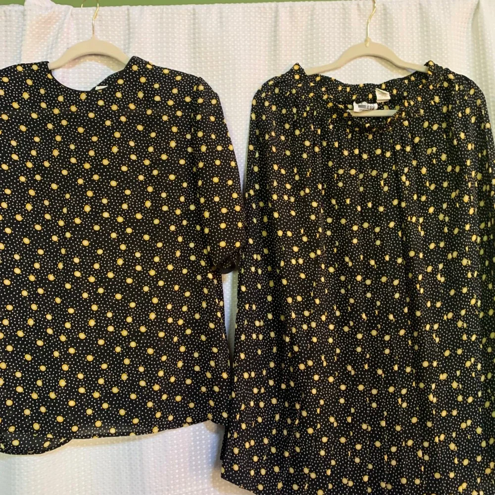 Lesley Fay Sportswear women 10-12 skirt set black yellow dots 1990s granny - Picture 1 of 9